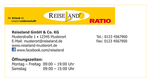 Katalogaufkleber Reiseland-Ratio